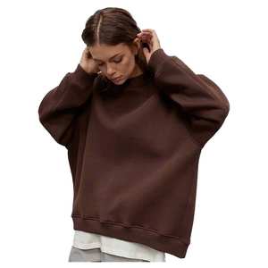 Sweat-shirt surdimensionné à col rond pour femme, blanc uni, décontracté, à manches longues, pull d'hiver, streetwear - Product Image 2
