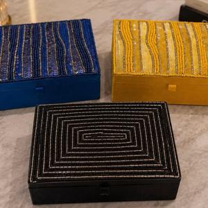 Beaded Rectangle Jewelry Box Velvet Lids Gift Case Solid Printed Geometric <b>Storage</b> Chest for <b>Rings</b> Necklace Keepsake Packaging - Product Image 1