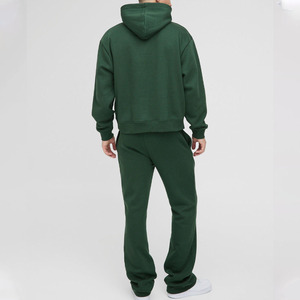 Conjunto de Sudadera con Capucha y Pantalones Deportivos de Felpa Francesa de Algodón Verde para Hombre, Estilo Casual, Holgado, de Dos Piezas, para Otoño - Product Image 2
