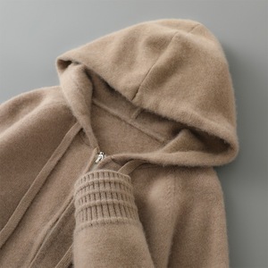 Pull à capuche zippé en maille pour homme, couleur unie, décontracté, pour l'automne, manches longues, avec poches - Product Image 3