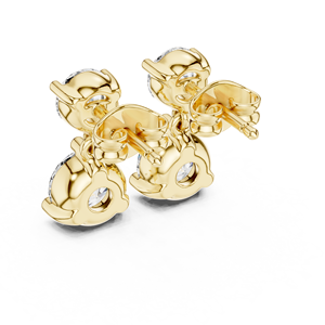 Pendientes de Zirconia Cúbica Redondos, Chapados en Oro de 18K, Certificados por IGI, para Regalo de Aniversario o Fiesta - Product Image 3