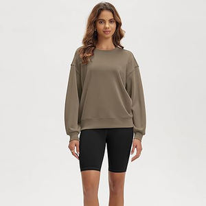 Sudaderas Metálicas Brillantes para Mujer, Estampado Luminoso, Cuello Redondo, Corte Holgado, Manga Larga, Felpa Suave, Mezcla de Algodón, Estilo Urbano - Product Image 3