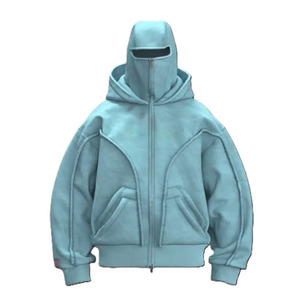 Sudadera con capucha y cremallera de forro polar para hombre, talla grande, color liso, corte regular, estilo urbano informal de otoño, tejida - Product Image 2