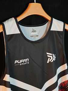 Maillot de basketball sans manches personnalisé PUFFIN SPORTS pour homme, sublimation, évacuation de l'humidité, séchage rapide, imprimé - Product Image 3