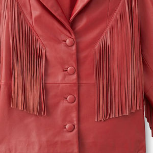 Unisex Cowboy Style <b>Suede</b> Leather Fringe <b>Jacket</b> Soft Luxury Fashion OEM - Product Image 5