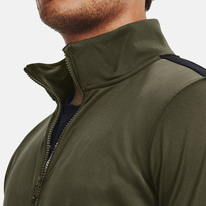 Men's Olive Green Tracksuit Set <b>Zip</b>-<b>Up</b> <b>Jacket</b> Elastic Waist Jogger Pants Casual Autumn Wear Solid Color Full Sleeve Regular Fit - Product Image 4