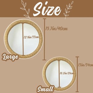 Espejo de Pared de Ratán – Espejo Decorativo Redondo Natural Estilo Boho para Baño, Dormitorio y Decoración del Hogar - Product Image 3