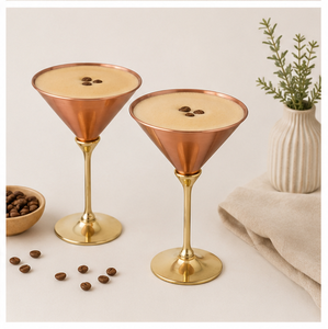Copa de Martini de Cobre de Lujo con Tallo de Latón Chapado en Oro, Hecha a Mano, Irrompible, para Bodas, Fiestas y Hoteles - Product Image 4
