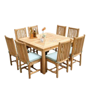 Meubles de jardin en bois/aluminium, table et chaises de repas d'extérieur, couleurs personnalisées, ensemble de jardin fabriqué au Vietnam. - Product Image 1
