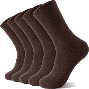 Adult <b>Thick</b> Crew <b>Socks</b> Ribbed Knit 100% Wool Sports Daily Casual <b>Socks</b> Quick Dry Breathable <b>Black</b> OEM Service - Product Image 3