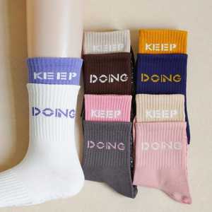Wholesale Women Double Layer Non Slip <b>Grip</b> <b>Socks</b> <b>Custom</b> Logo Cotton Crew <b>Socks</b> For Pilates Yoga Fitness - Product Image 3