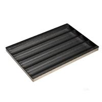 Plaque de cuisson perforée antiadhésive ATLAS STAR 4 rangées en alliage d'aluminium avec revêtement PTFE, pour 4 pains baguettes, résistante au four, réutilisable, noire