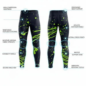 100% High Quality Sportswear Custom Logo Compression Leggings Quick Dry Gym Running Tights Fitness Workout Design Skinny Pants - Product Image 2