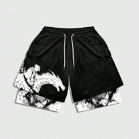 Shorts décontractés pour hommes, noirs, imprimé crâne, personnalisés DTG, respirants, à cordon de serrage, taille mi-haute, élastiques, séchage rapide, en maille polyester-coton