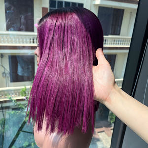 Vente en gros 100% cheveux humains vierges vietnamiens bruts perruque courte os droit couleur rose super extension de cheveux doublement étirés - Product Image 2