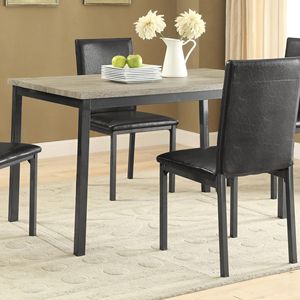Tavolo da Pranzo Rettangolare in Combinazione di Colori Grigio e Nero - Product Image 1