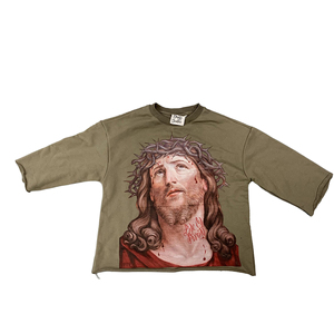 Camisetas Cortas de Alta Calidad, Personalizadas, con Estampado Gráfico, Estilo Urbano, con Dobladillo Crudo, Vintage, de Felpa Francesa, para Hombre - Product Image 4