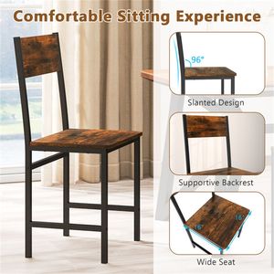 Sedie da pranzo da cucina con struttura in metallo marrone rustico (4 pezzi) Capacità 330 libbre per soggiorni - Product Image 5