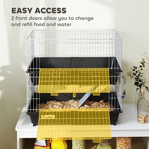 Gabbia Moderna a 2 Livelli in Metallo per Piccoli Animali con 2 Porte, Vassoi, Ciotola, Bottiglia e Rampa per Allevamento Conigli, Furetti, Cincillà - Colore Nero - Product Image 4