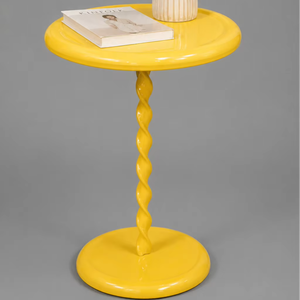 Modern Yellow Accent Side <b>Table</b> Twisted Pedestal End <b>Table</b> Round Coffee <b>Table</b> <b>Decorative</b> Living Room Furniture Bedside <b>Table</b> - Product Image 1