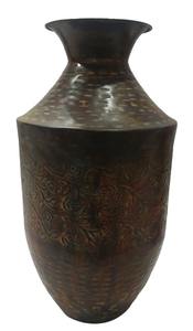 Pot décoratif en métal martelé argenté, pot à fleurs rond moderne pour la décoration de la maison, du salon ou comme centre de table. - Product Image 2