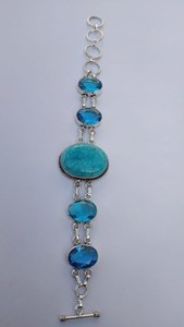 Turquoise Blue Topaz Bracelet 925 Sterling Silver Handmade Gemstone Jewelry Adjustable Women <b>Men</b> Gift - Product Image 3