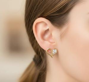 Pendientes Elegantes con Diseño de Corazón, Oro Sólido de 14K/18K, Diamante Cultivado en Laboratorio con Corte Pera, Regalo de Aniversario para Ella, Uso Diario - Product Image 5