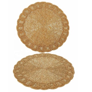 Vente chaude fait à la main rond perlé napperon ensemble de 2 verre perlé chargeur plaque tapis de Table pour manger vacances et événements spéciaux - Product Image 2