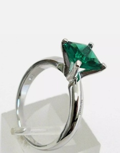 Anillo de Esmeralda Verde Corte Princesa, Plata de Ley 925 Sólida, Anillo de Compromiso de Lujo con Piedra Preciosa, Joyería de Boda, Anillos de Piedra de Nacimiento de Mayo - Product Image 4