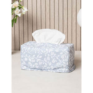 Cubierta de tejido acolchado gris estampado Cada accesorio de caja de pañuelos - Product Image 1