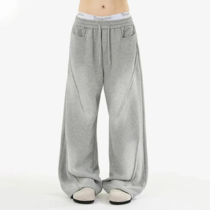 Unisex 100% Cotton <b>Baggy</b> Straight Leg Sweatpants High Quality Retro Washed Style <b>Men</b> Elastic Waist OEM <b>men's</b> <b>trousers</b> - Product Image 3