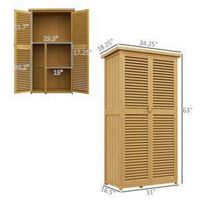Abri de jardin en bois jaune de 5 'x 3' avec toit en asphalte et 2 grandes portes en bois avec serrures - Product Image 3
