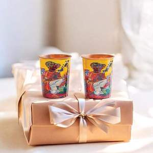 Rajasthani Folk Art Print Copper Tumbler Ethnic Designer Water Glass Cultural Metal Drink <b>Cup</b> <b>Reusable</b> Giftware Decor - Product Image 5