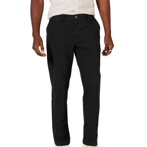 Pantalon chino en coton noir, poids moyen, décontracté, avec fermeture boutonnée et poches latérales, pour l'automne - Product Image 5