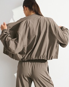 Women's Olive Green Stand Collar Blouson Jacket With <b>Zipper</b> Closure Full Sleeve Utility Style Woven Polyester Spring Wear - Product Image 5