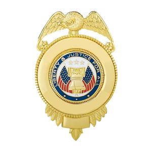 Badge en métal personnalisé Liberté et Justice pour tous, épinglette en émail avec motif aigle et drapeau, fixation par épingle de sûreté sans nickel - Product Image 1