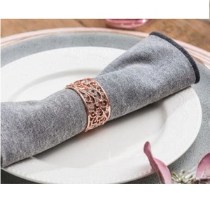 <b>Wedding</b> Dinner <b>Table</b> <b>Top</b> <b>Decoration</b> Embossed Design Rounded Napkin Ring Brass Metal Antique Finishing Tissue Holder Ring - Product Image 1