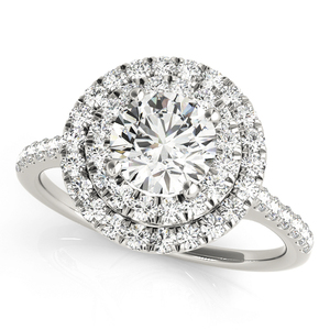 Ensemble de bagues de fiançailles et de mariage avec double halo de diamants ronds cultivés en laboratoire certifiés IGI, en or 10K 14K 18K plaqué rhodium, argent 925 935 - Product Image 2