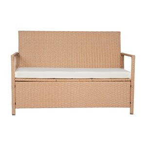 2-<b>Person</b> Outdoor Storage Bench 70-Gal Weatherproof PE Rattan Deck Box with <b>Cushion</b> Supports 265 Lbs-for Hotels Parks - Product Image 6