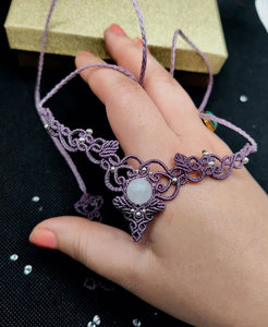 Collier en macramé plaqué argent fait main avec perle en pierre naturelle taille émeraude sertie clos, idéal pour cadeau, vente en gros de bijoux - Product Image 3
