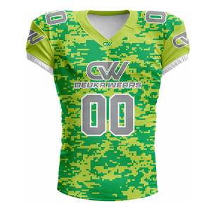 Maillot de football américain personnalisé à faible MOQ avec nom et numéro d'équipe, sublimé, respirant, séchage rapide, en tissu maille 100 % polyester pour équipe - Product Image 1