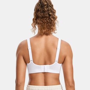 Soutien-gorge de sport sans couture pour femme, maintien moyen, haut de yoga blanc uni, respirant, en Spandex et Polyester, col rond avec détails en maille - Product Image 2