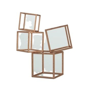 Juego de Espejos de Pared Geométricos Modernos con Marco Metálico, Diseño Cúbico, Decoración para el Hogar, Sala de Estar, Uso Interior - Product Image 1