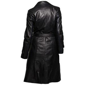 Plus Size Men Genuine Leather Woolen Waterproof Winter Trench Coat Long Sleeve Belted Sheep Fur Trim Outerwear Casual Streetwear - Product Image 6