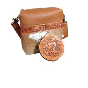 Ready Stock Manufacturer Floral Embossed Cowhide Genuine Leather Crossbody Tote Purse Hand Tooled Bohemian Western Style <b>Tassel</b> - Product Image 1