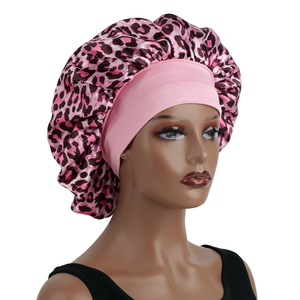 Bonnet de nuit en satin imprimé léopard pour femme, simple couche, soin des cheveux, essentiel pour la routine du coucher - Product Image 1