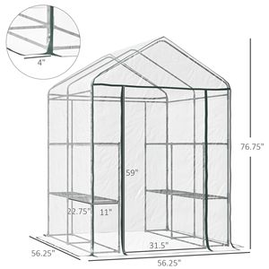 5 'X 5' X 6 'serra Walk-in con scaffalature a 3 livelli e porta avvoltiera per uso esterno e giardino - Product Image 3