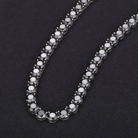 Kalung Tenis Moissanite Hitam VVS1 3-6.5MM Untuk Pria Wanita Rantai Perak Sterling 925 Perhiasan Fashion Hadiah