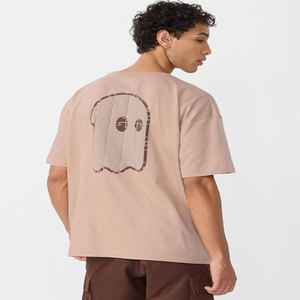 Camisetas de algodón de manga corta holgadas con hombros caídos para hombre, 200GSM, con LOGO personalizado, cuello redondo, estilo casual de verano - Product Image 4