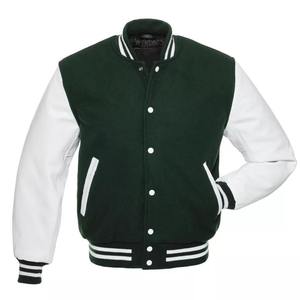แจ็คเก็ต Letterman Varsity ขายส่ง ตัวเสื้อทำจากผ้าขนสัตว์ แขนทำจากหนังแท้ สำหรับฤดูหนาว ปี 2025 - Product Image 1